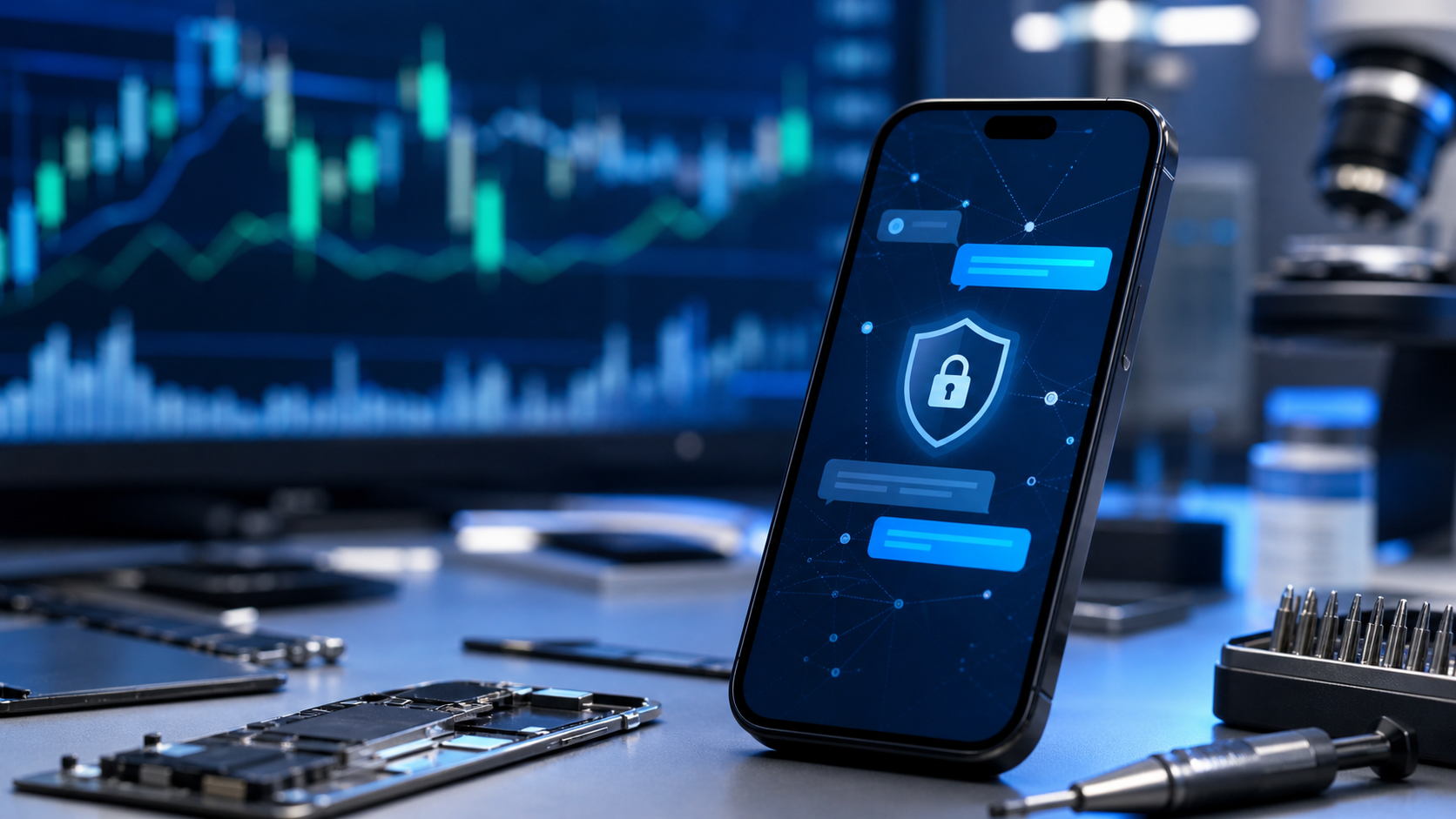 Smartphone con protección de mensajes en un entorno de reparación y mercados tecnológicos