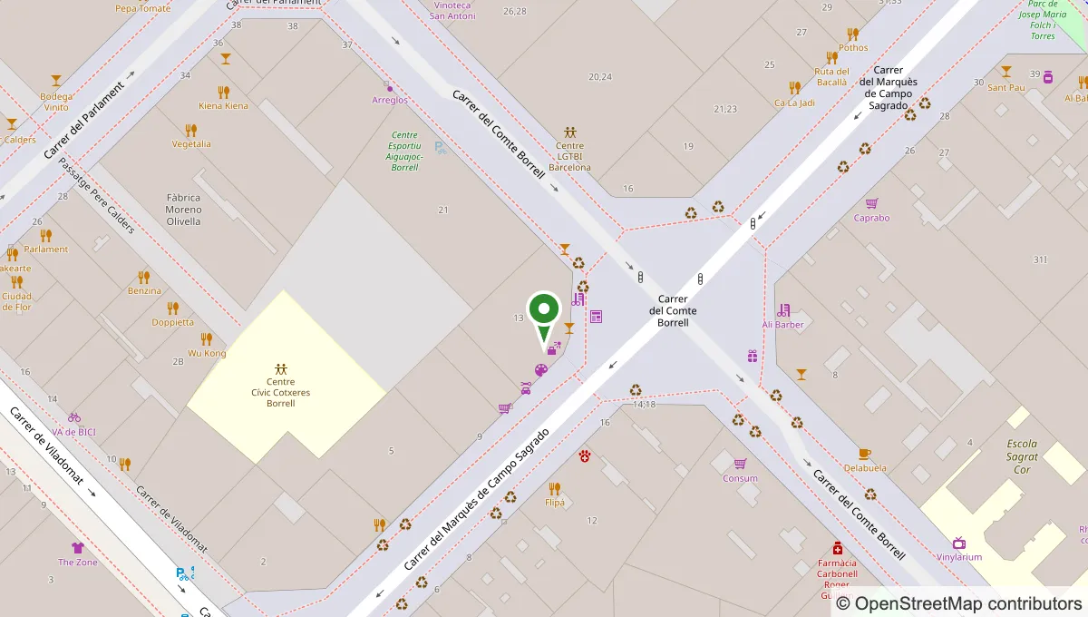 Mapa de ReciclaTecnologia en Carrer del Marquès de Campo Sagrado 13-15, Barcelona