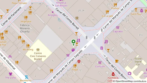 Mapa de ReciclaTecnologia, Carrer del Marquès de Campo Sagrado 13-15, Barcelona