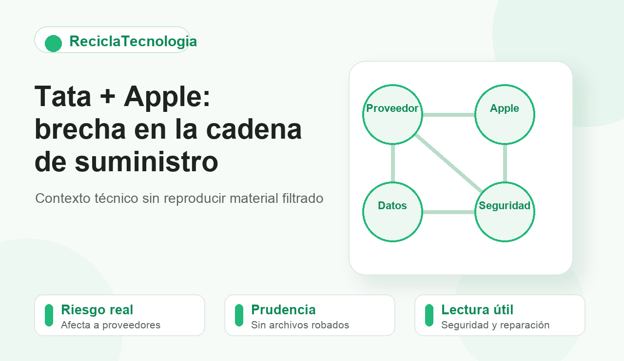 Gráfico de ReciclaTecnologia sobre la brecha de Tata Electronics y la cadena de suministro de Apple