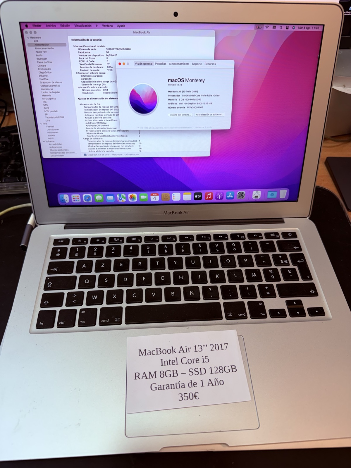MacBook Air 13″ Intel i5 (2017) reacondicionado