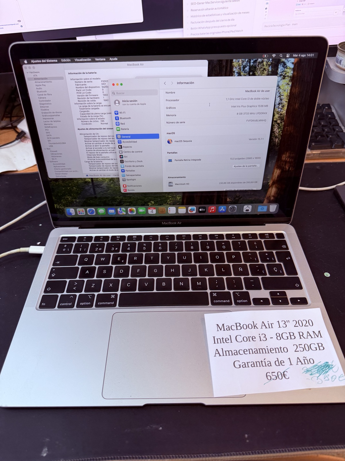 MacBook Air 13″ Intel i3 (2020) reacondicionado