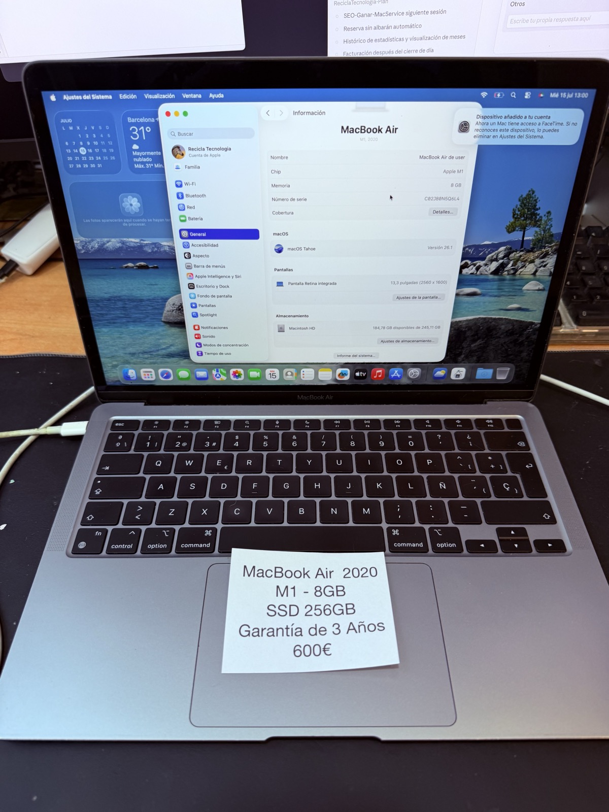 MacBook Air 13″ M1 (2020) reacondicionado